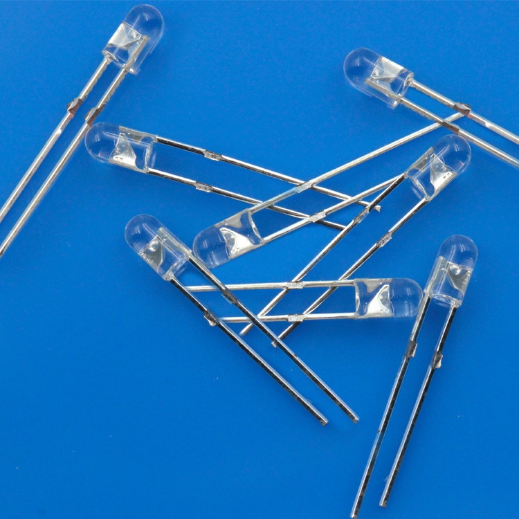 1000pcs/lot 0.06W LED Light Emitting Diode F3/3mm Round Head without Edge Short Leg Clear Lens Light Emitting Diode