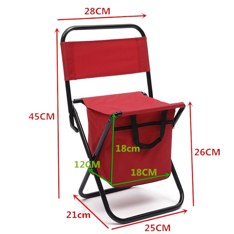 Silla plegable portátil para exteriores, asiento pequeño con respaldo de Pesca, taburete con bolsa de almacenamiento, mochila para Pesca, Silla de playa
