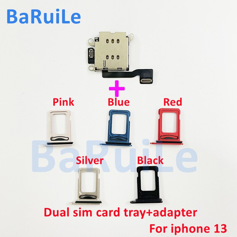 Baruile 5Sets Voor Iphone 12 12pro Max 13 Dual Sim Kaartlezer Adapter + Dual Sim Lade Houder Voor iphone 11 11P Vervangende Onderdelen