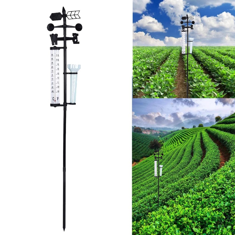 62KC Weather Station Meteorological Measurer Vane Tool Wind Rain Gauge Garden Outdoor