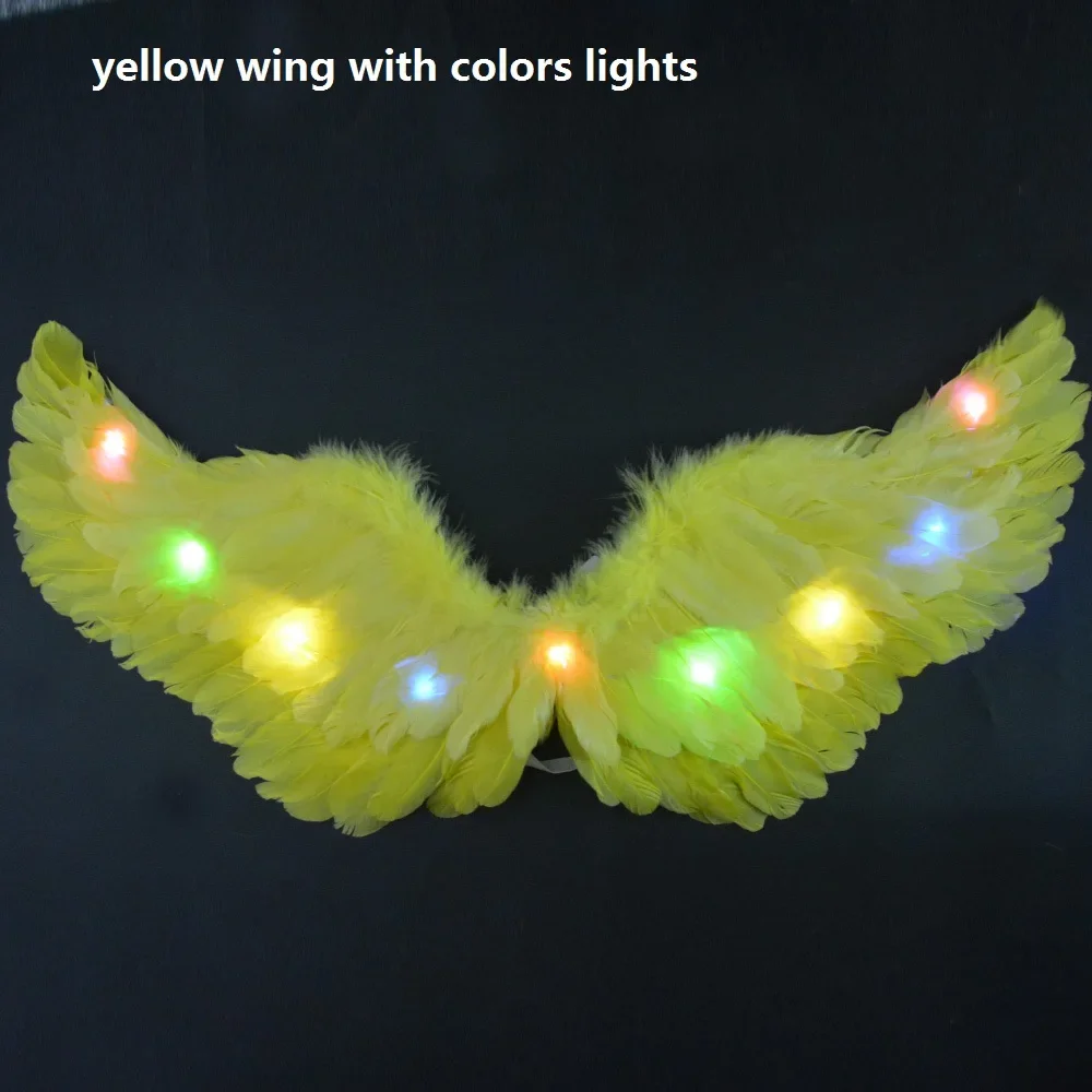 Princess Women Kids LED Glow Light Angel Feather Wing Fairy Girls Props Party Costume Wedding Decoration Christmas Halloween: S / Blue