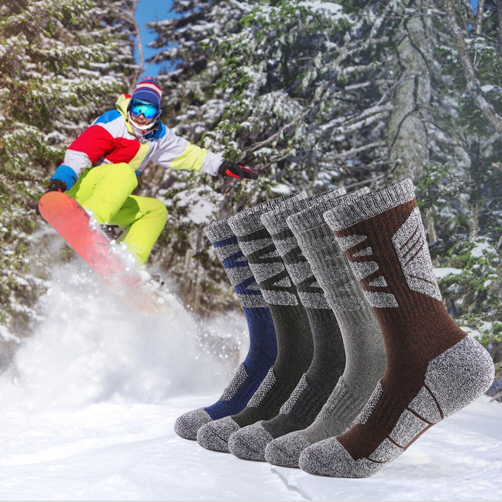 LIXADA Men's Sports Socks Ski Socks Thick Knit Winter Athletic Socks Fitness Breathable Quick Dry Socks For Ski