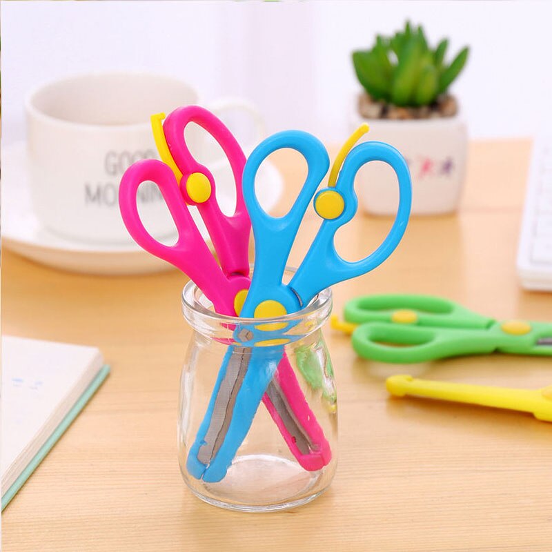 JTSIP Safety Round Head Plastic Scissors Student Paper Cutting Scissors Mini Plastic Craft Scissors School Supplies For Kids