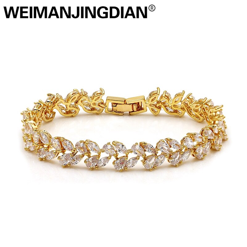 WEIMANJINGDIAN Marquise Leaf Cubic Zirconia 7 Inch Tennis CZ Bracelets for Women or Wedding Bridal Jewelry