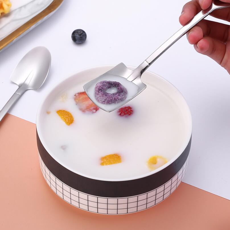 304 retro schep koffielepel roestvrij staal dessertlepel watermeloenlepel ijslepel tip schep platte schep gou