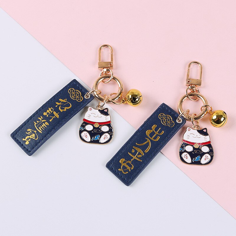 Carino Gatto Fortunato Portachiavi Pendente Del Telefono Campane Accessori Degli Amanti Delle Signore Del Sacchetto di Chiave Dell'automobile Anello Pendenti Con Gemme E Perle