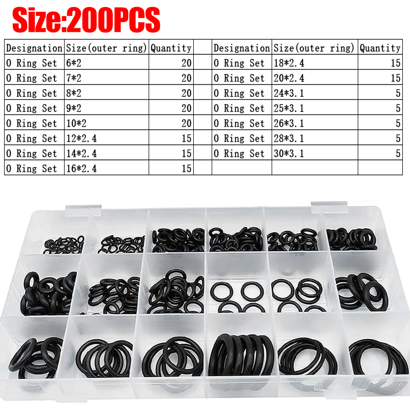 Juego de juntas de sellado de junta tórica redonda de caucho de nitrilo, juntas de arandela elásticas resistentes al aceite, sellos para grifo, herramienta de Hardware de reparación de plomería: Grey
