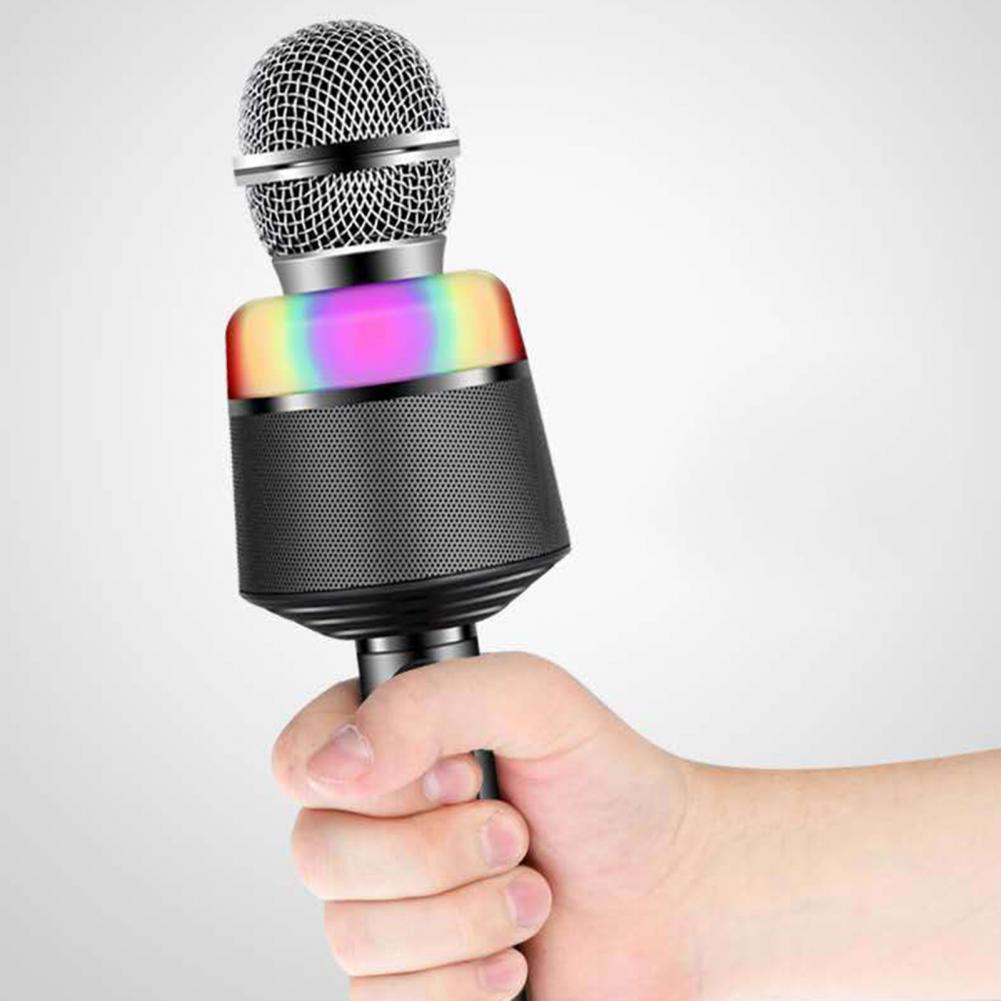 Q008 mini 5.0 bluetooth-handmikrofone mit gesangsaufnahmefunktion, surround-sound, bunten lichtern und karaoke-funktion für zuhause