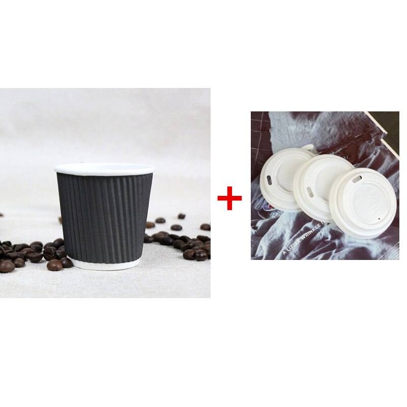 50 Stuks Double Layer Thicken Wegwerp Koffie Cup 4 Oz 100 Ml Kleine Mini Melk Drinken Thee soja Papier Cups Met Covers: cup and lid3