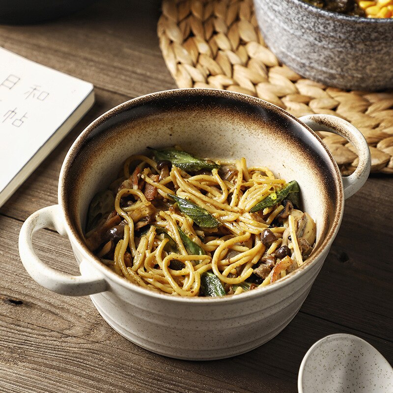 Cuenco de Ramen para microondas, recipiente de cerámica con personalidad creativa, olla de sopa, Cocina Para el hogar, fideos instantáneos BowlLB501