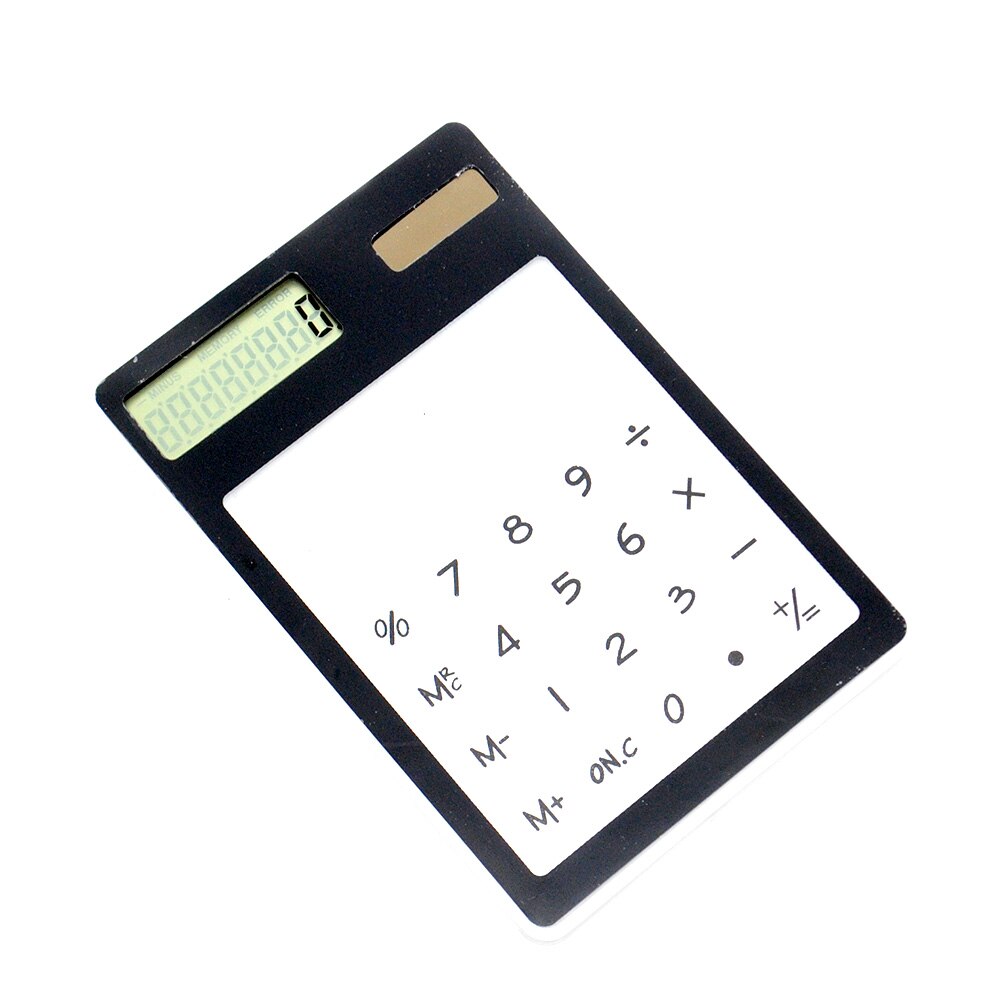Solar Calculator LCD 8 Digit Touch Screen Ultra Slim Transparent Clear Student Calculator for School Office