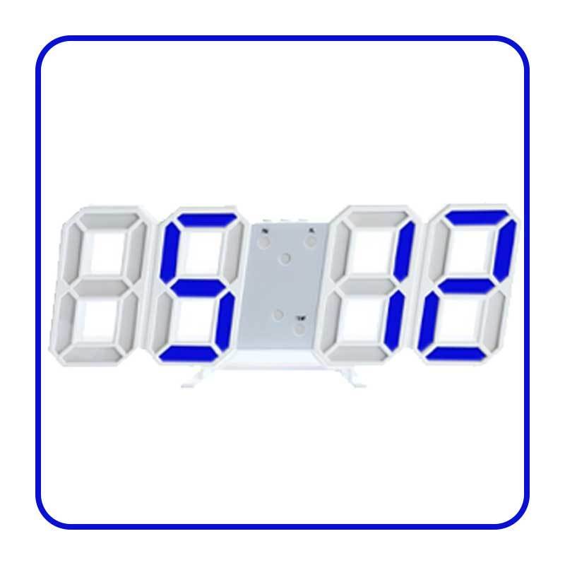 Nordic Digital Alarm Clocks Wall Hanging Watch Snooze Function Table Clock Calendar Thermometer Display Office Electronic Watch: white and blue