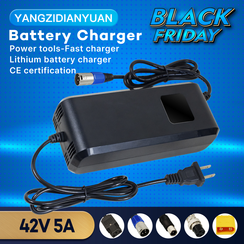 YZPOWER 42V 5A 10S Premium Charger for Lithium Batteries, Electric Scooters with PFC with high definition voltage display