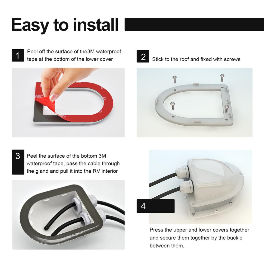 RV ABS Solar Double Cable Entry Gland Box Waterproof Fits Solar Project on RV Camper Van Travel Trailer Boat Cabin