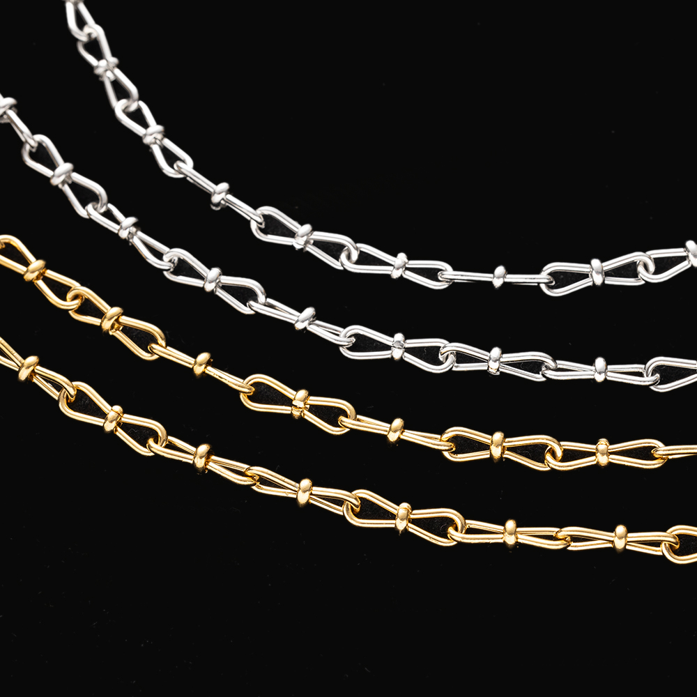 Cadenas con forma de nudo de acero inoxidable, collares de Hip Hop para pulseras DIY, suministros de joyería, accesorios, 1 metro