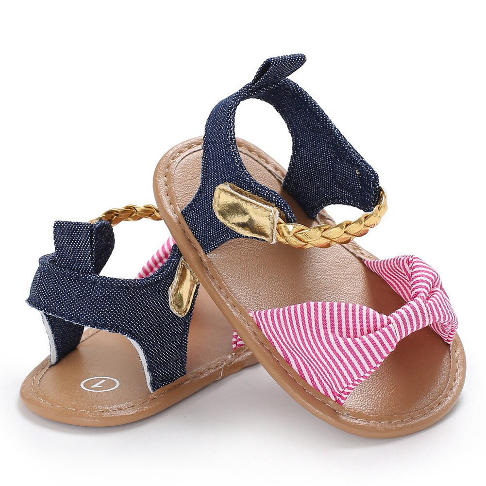 Zapatos para recién nacido, Chico, niña, sandalias de flores de verano, zapatos casuales para cuna, sandalias informales con lazo: Rosa / 7-12 meses