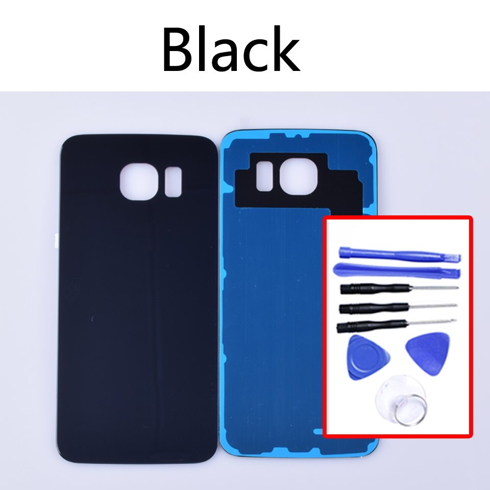Batterij achterklep voor samsung galaxy  s6 g920 g920f g920a g920fd g920i behuizing achterklep vervangende onderdelen: Zwart-met gereedschap