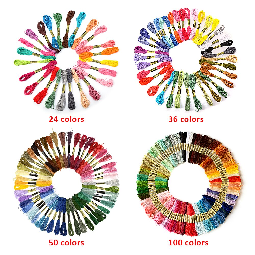 24/36/50/100 Random Color Cross Stitch DIY Silk Embroidered Cotton Sewing Thread Handmade Tool DIY Sewing Cross Stitch Thread