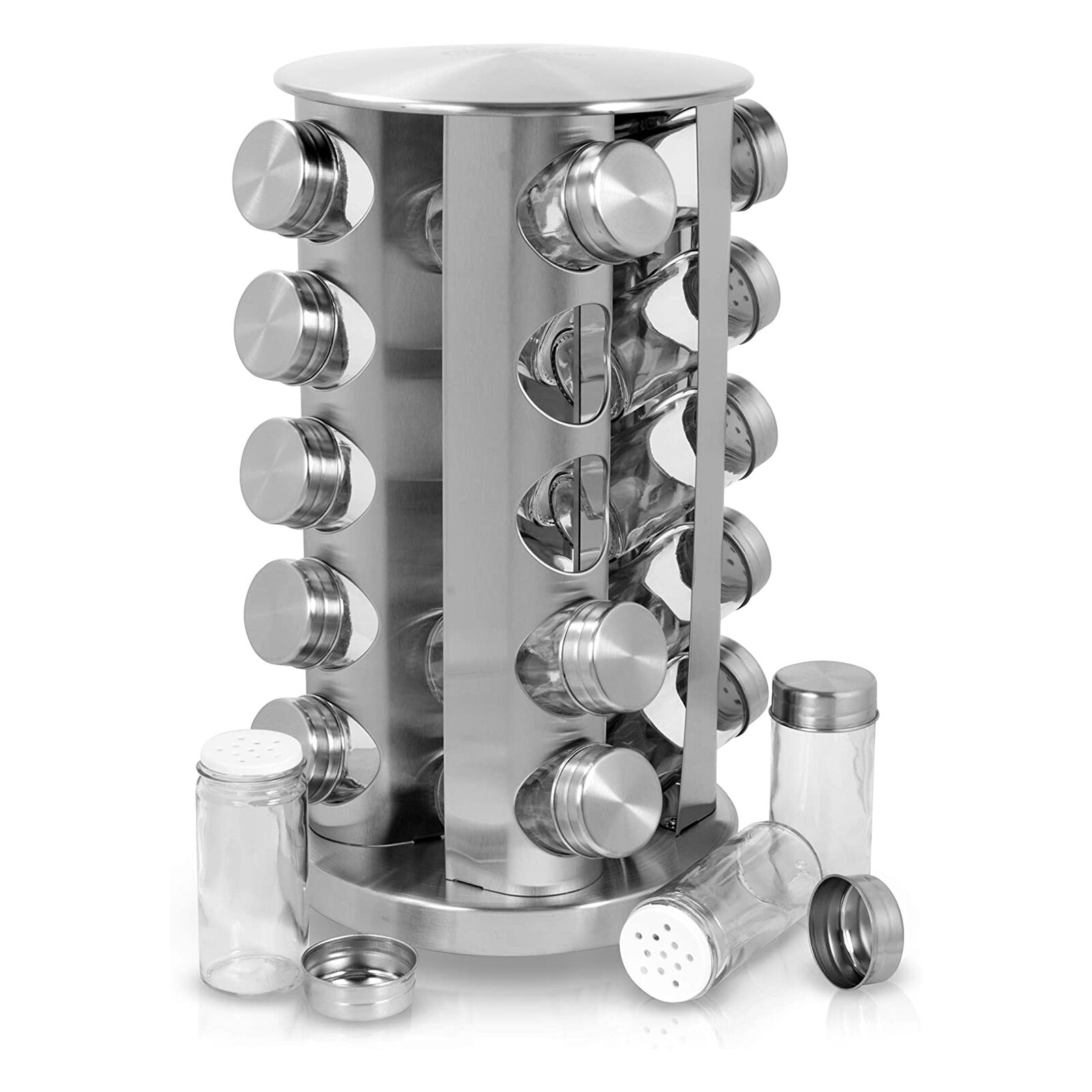 Spice Rack with Glass Pot Working Table Spice Towe... – Grandado