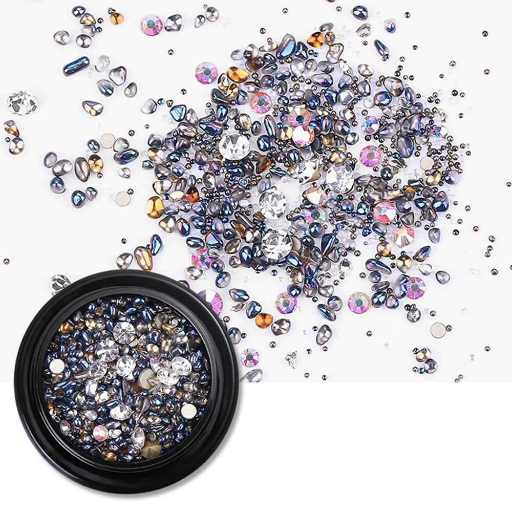 Nail art smykker luksus mine sort mikro bor hybrid sort knækket bor net rød 3d diamant krystal sand negle art dekoration: A -03