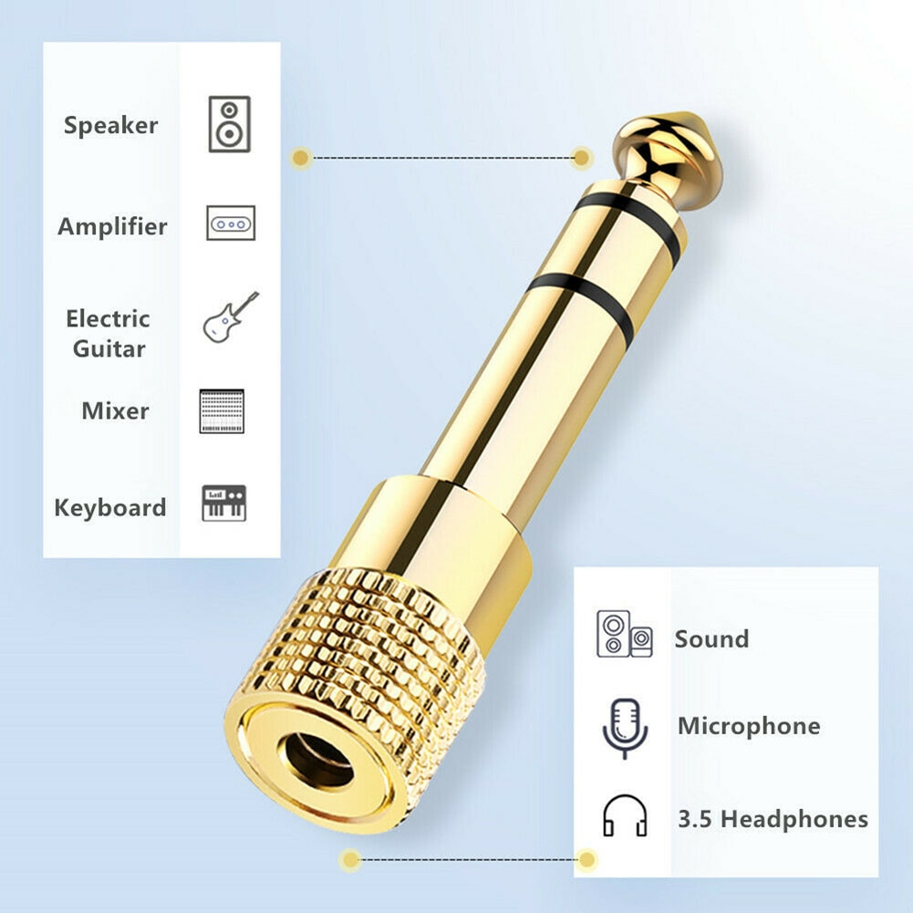 2 Stuks 6.35Mm Jack Naar 3.5 Mm Man-vrouw Plug Connector Hoofdtelefoon Versterker Audio Adapter Microfoon Aux 6.3 3.5 Mm Converter
