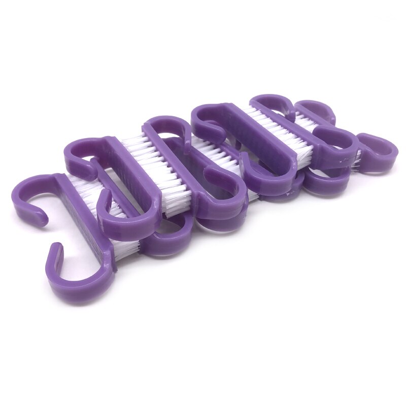 Reiniging Nail Borstel 10 Stks/partij Professionele Nail Art Acryl Borstel Handvat Schoon Soft Verwijder Dust Manicure Pedicure Nail Care Tool: Purple