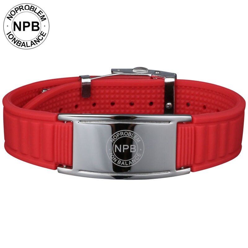 Noproblem Antifatigue Ion Balance Magneten Hologram Power Therapie Silicone Verstelbare Toermalijn Polsband Armband P035: P035red