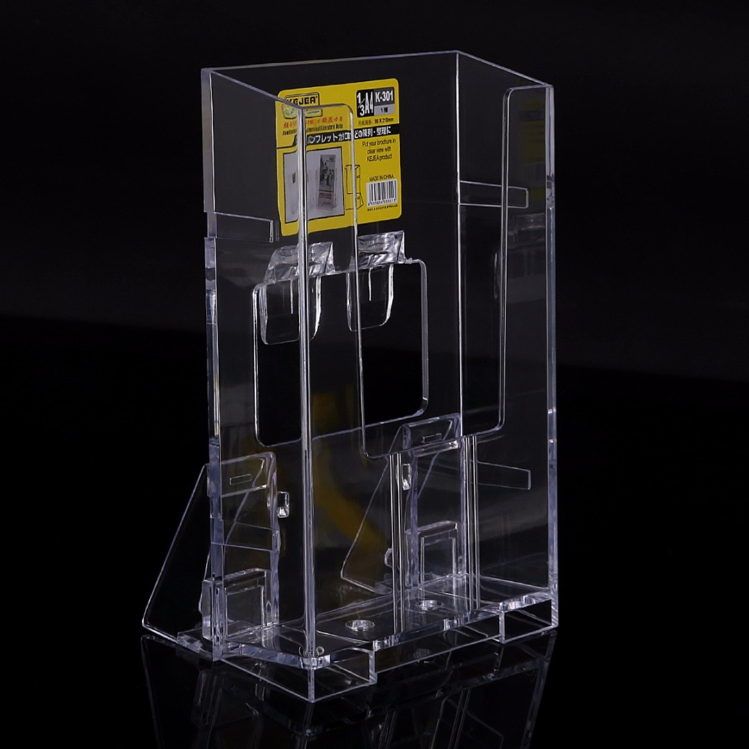 1pc Transparent Card Holder Office Home Display Clear Acrylic Brochure Desk Stand Pamphlet Display Paper Holder