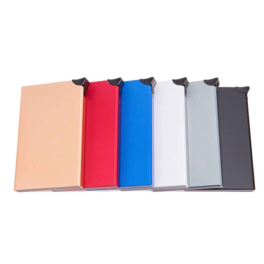 Metalen Mannen Kaarthouder Rfid Blocking Credit Kaarthouder Mini Slim Wallet Automatische Pop Up Card Case Protector