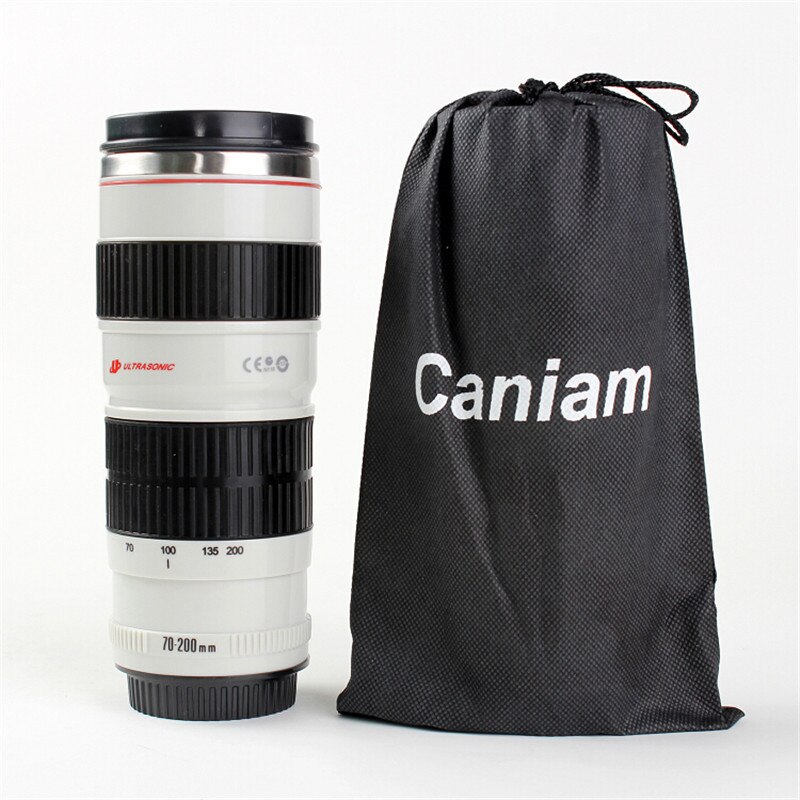 450ml SLR Camera 70-200 Camera Lens Mug Coffee Mug With Lid Fantastic Stainless Steel Milk Caneca Lente Drinkware Cups