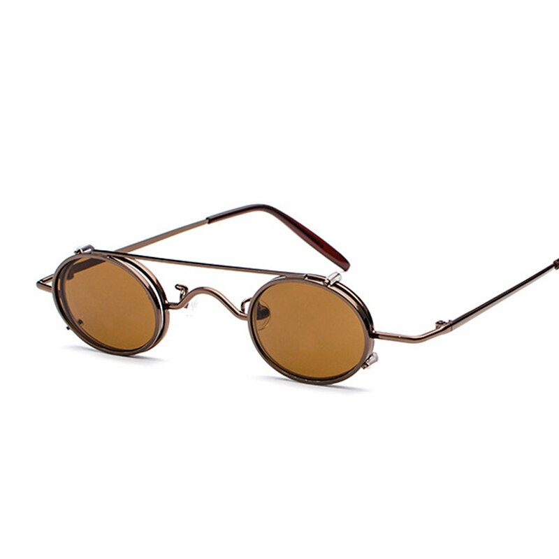FS YURI YUAN retro rot Linse Steampunk Sonnenbrille Männer Kleine Größe Metall Rahmen Oval Gläser Doppel Objektiv Abnehmbare Punk Sonne gläser