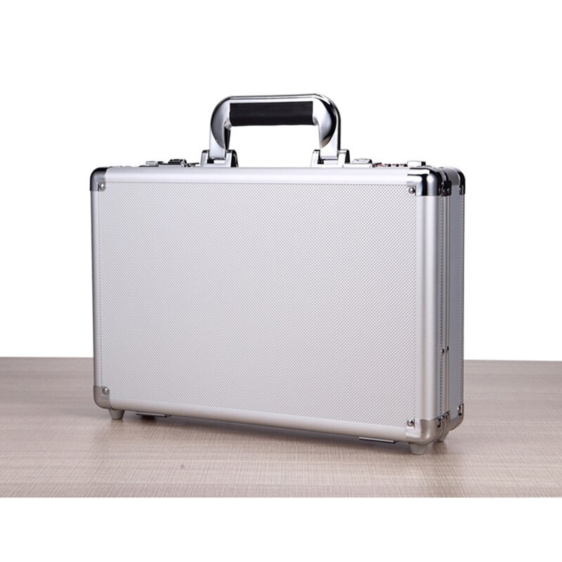 360*240*100mm Aluminum Alloy Tool Box Portable Password Hardware Toolbox Impact Resistant Safety Case: Silver