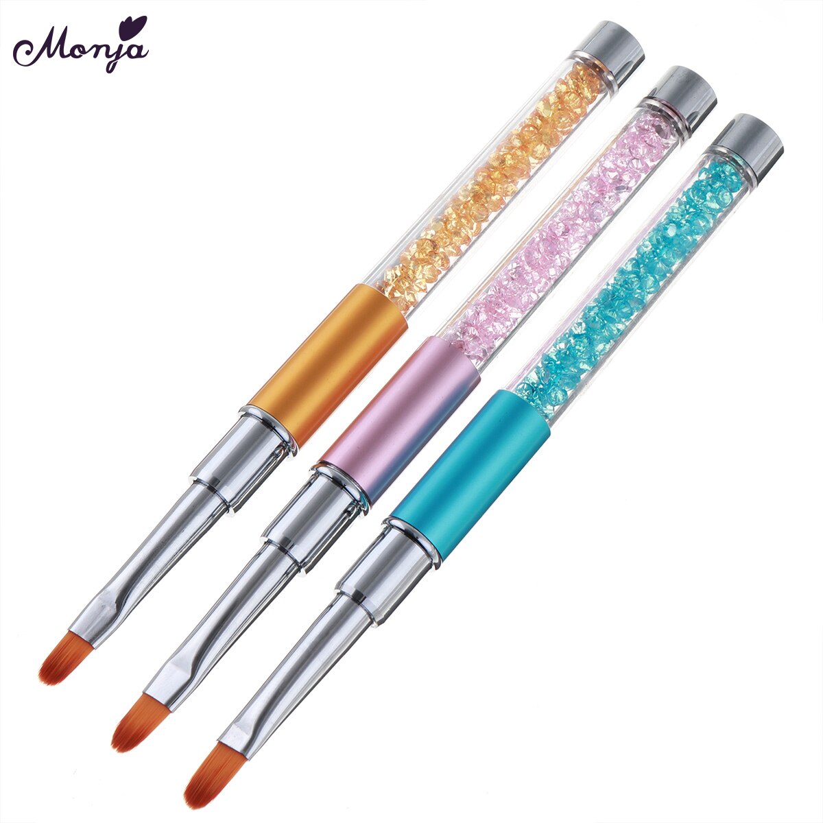 Monja-cepillo de limpieza de polvo para uñas, herramienta de manicura para el hogar, pintura de flores, diamantes de imitación acrílicos, Gel UV, 3 uds.: SKU003803