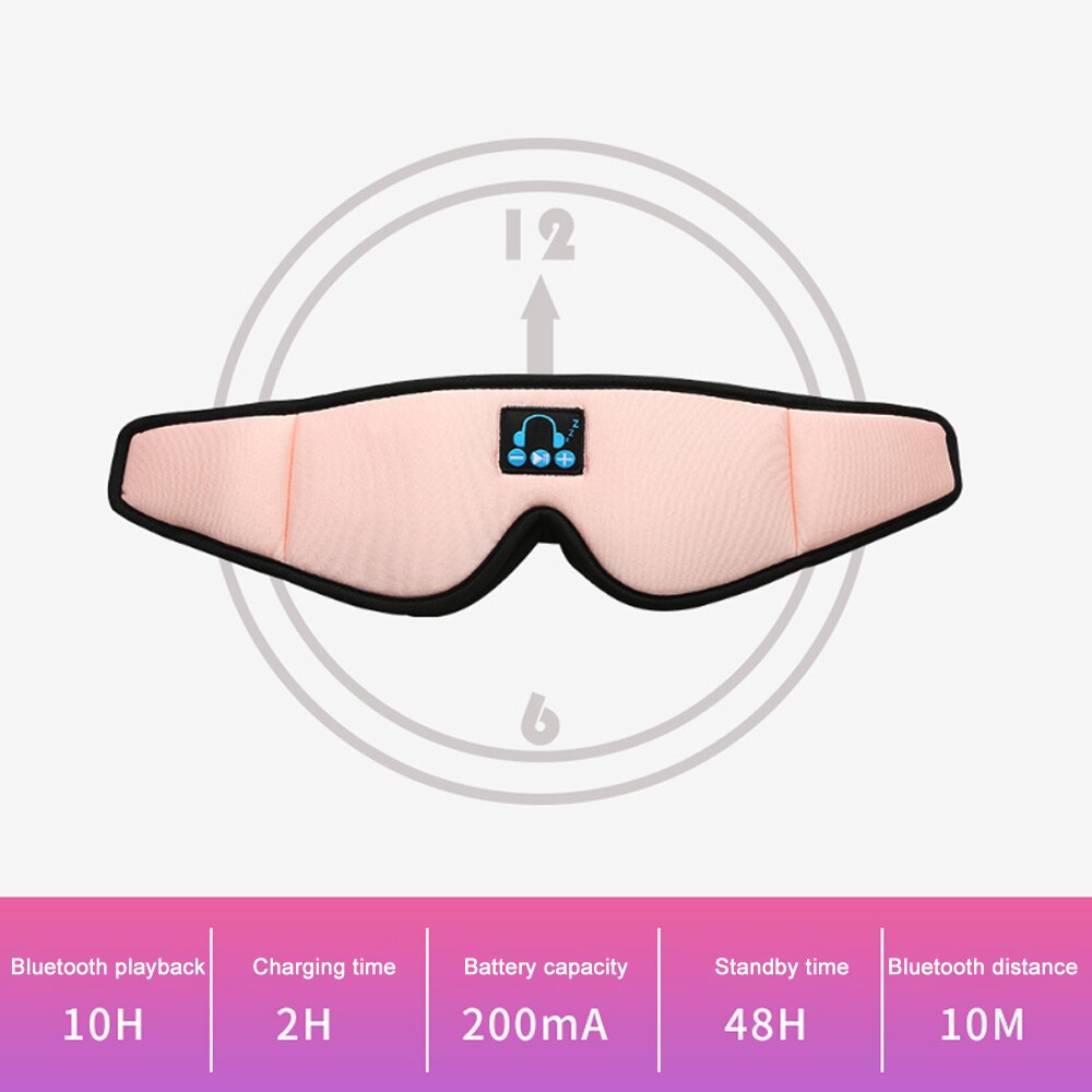 wireless Bluetooth 5.0 Eye Mask 3D Stereo Surround Sound Music call Headset Blackout Sleep Goggles Do not Press Ears