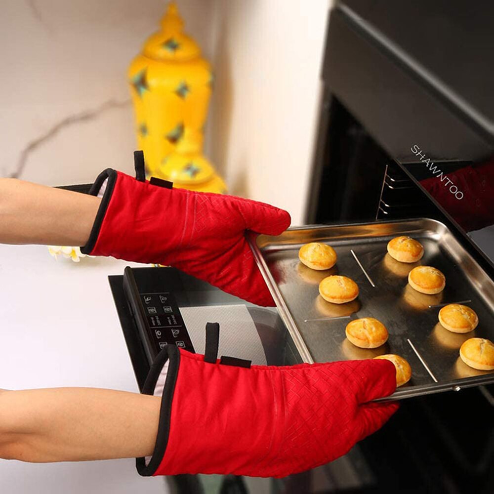 Oven Mitts And Pot Holders , Kitchen Oven Glove High Heat Resistant 500 Degree Extra Long Oven Mitts And Potholder