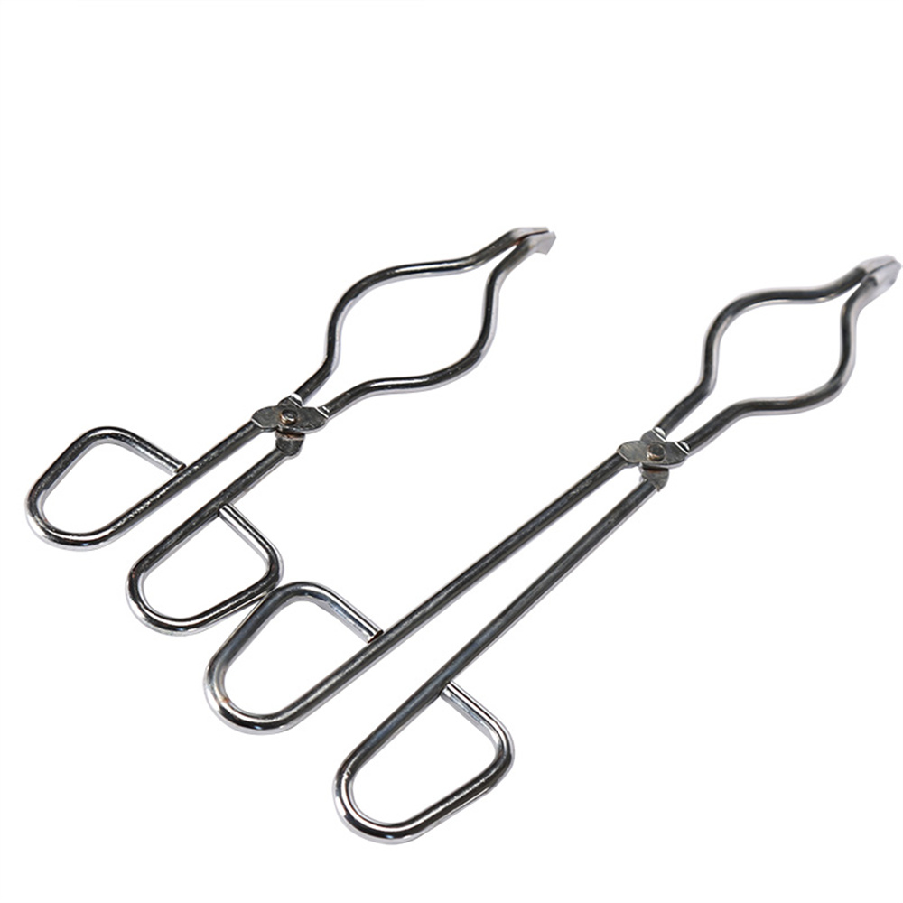 200-500mm Carbon Steel Crucible Tongs Bent Beaker Hold Melting Dish Holder Labware