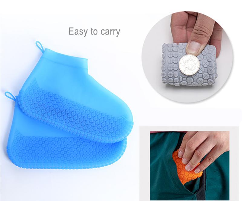 Bottes en silicone de pluie de bottes en caoutchouc imperméables chaussures antidérapantes résistantes à l'usure de l'eau couvrent les jours de pluie pour les hommes et les femmes