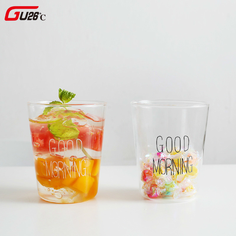 400ml Gud morgen svart hvit gjennomsiktig glass kaffe te drikker dessert frokost melk kopp kjøkkenutstyr glass krus