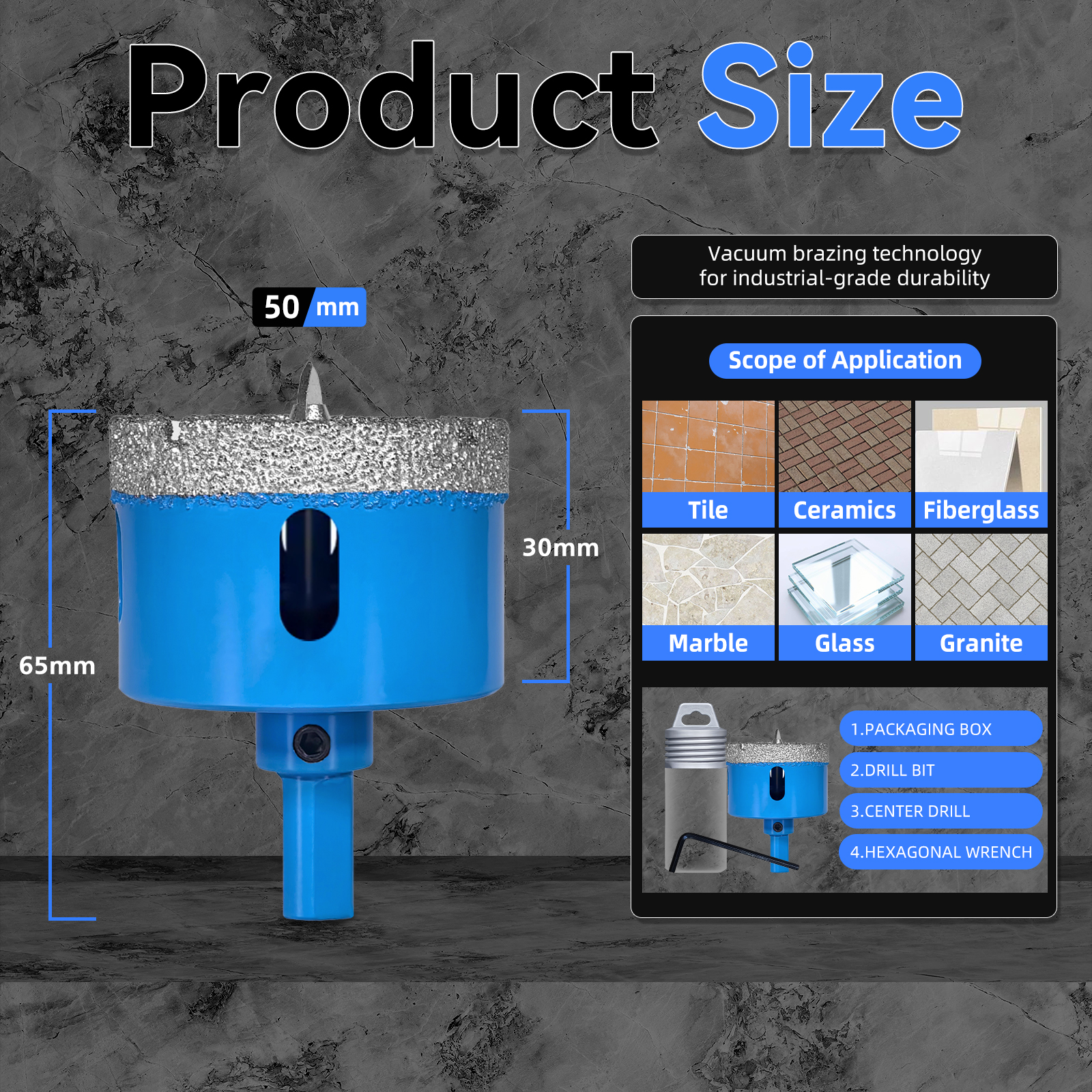 Juego de brocas de diamante de 18-68MM, sierra perforadora para azulejos de cerámica con taladro de posición para vidrio, mármol, granito, piedra, porcelana, 1 Uds.: YELLOW