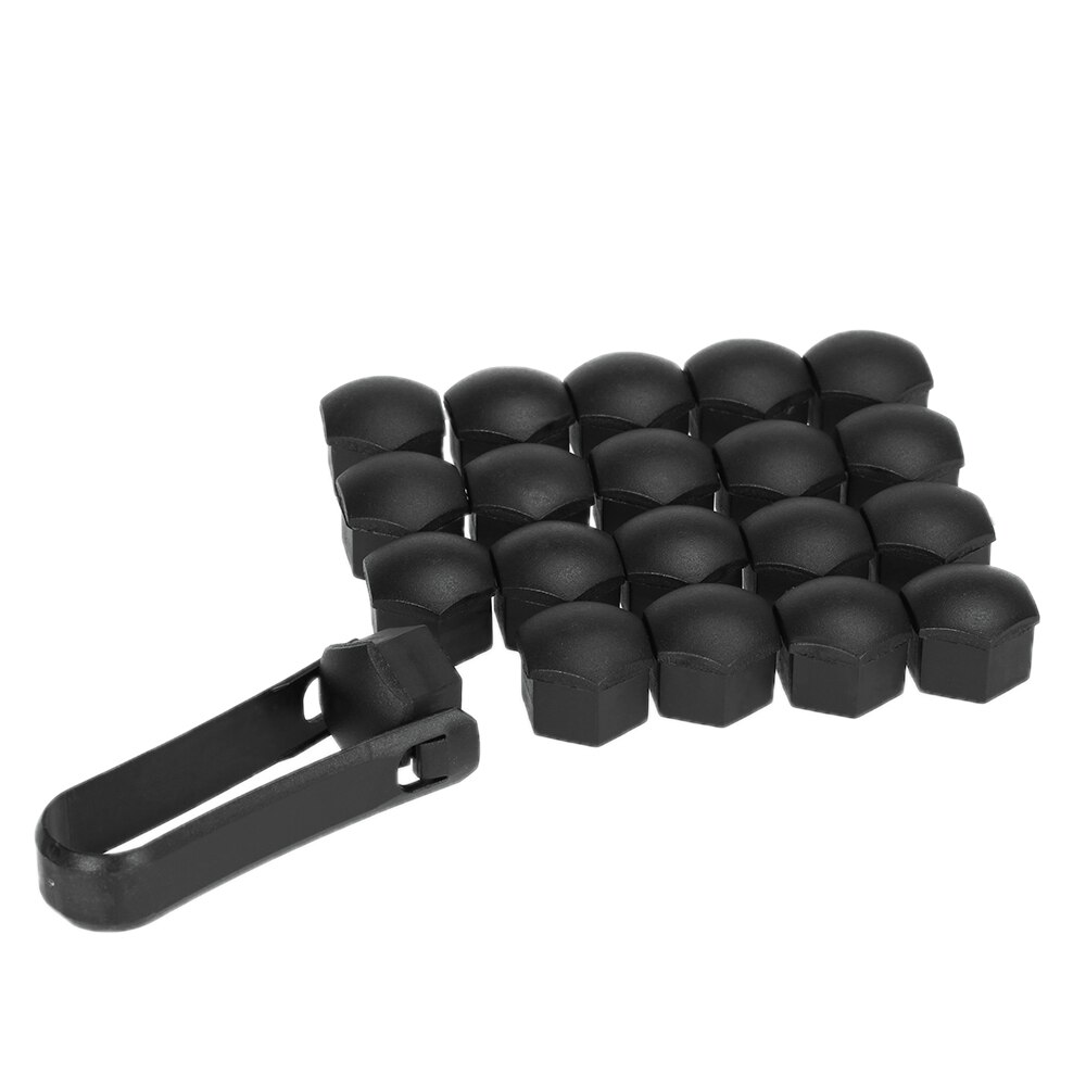 20Pcs 17Mm Wiel Moer Bout 20Pcs 17Mm Head Cover Cap Beschermende Bolt Caps Exterieur Decoratie Beschermen bolt Velgen Zilver/Zwart