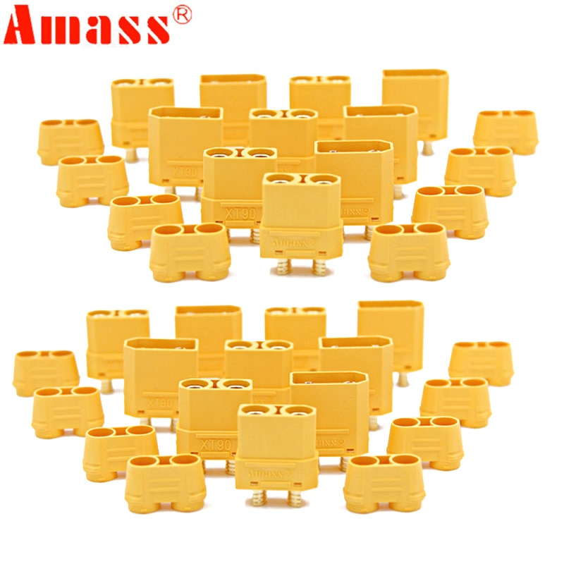 4pcs/lot Amass XT90 Battery Connector Set 4.5mm Male Female Gold Plated Banana Plug For RC Model Battery (2 pair)