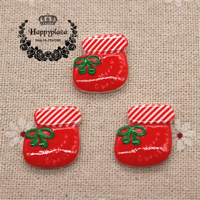 20pcs Resin Christmas Reindeer/Santa Claus/Tree/Bell/Snowman/Wreath/Sock/Glove Miniature Art Supply Decoration Charm Craft,: No.10 sock