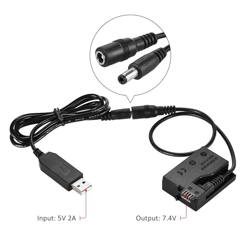 DR-E8 batterie factice avec batterie externe cc câble adaptateur USB remplacement pour LP-E8 pour Canon EOS 550D 600D 650D DSLR appareils photo