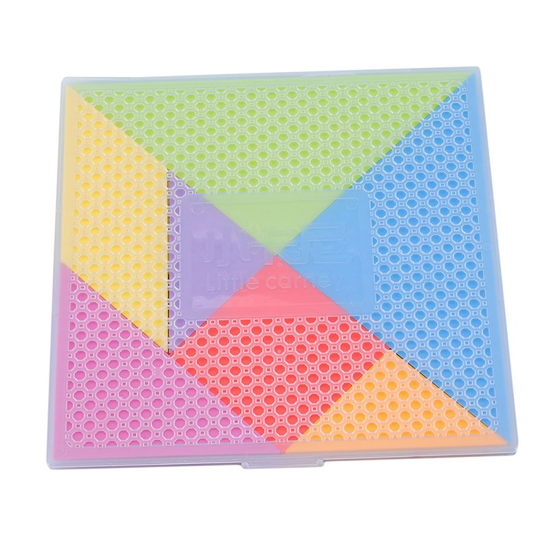 Kinderen Puzzel Regenboog Kleur 18.4*18.4Cm Plastic Tangram Diy Hersenen Puzzel Kid Leren Onderwijs Puzzels Speelgoed