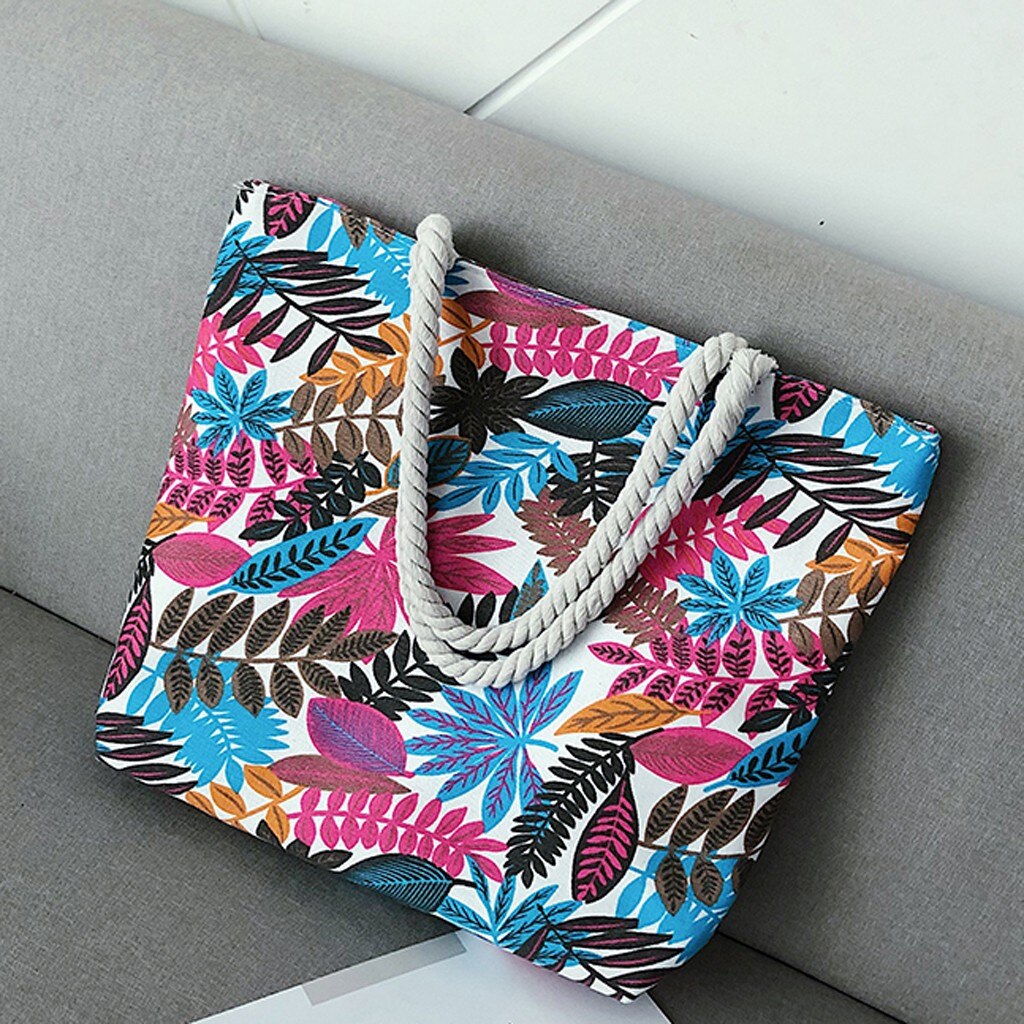Bolsa de ombro da lona da grande capacidade do estilo bohemia do teste padrão da folha de eco