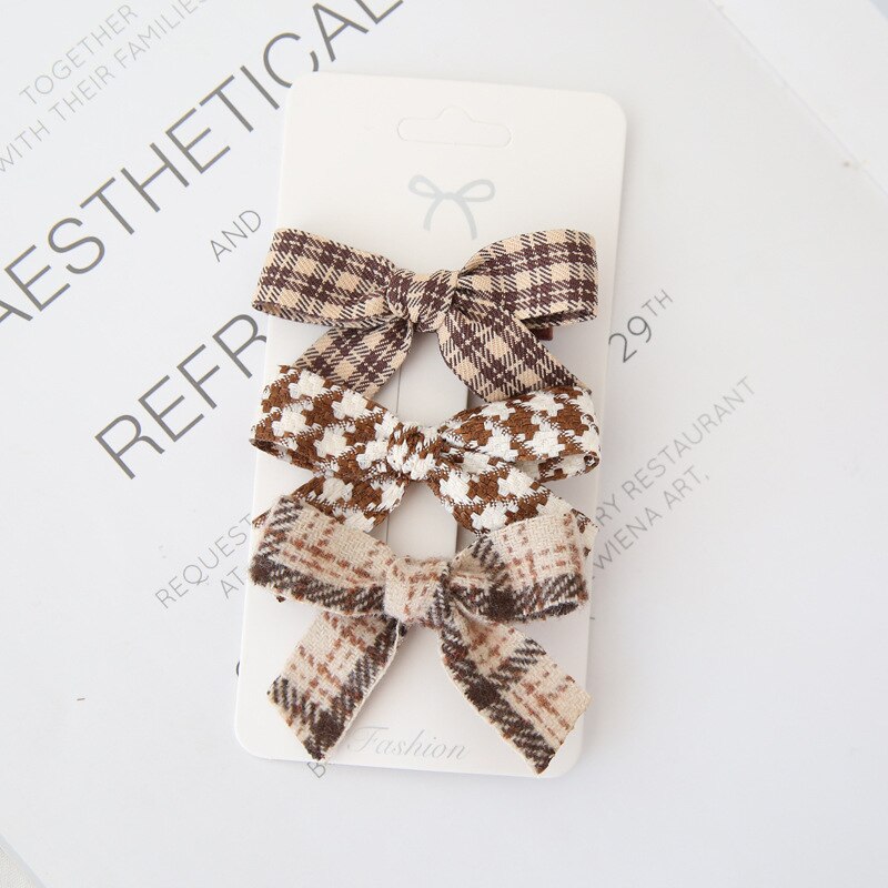 3 sztuk/zestaw nowy łuk włosy dziewczynki klipy pled kropka tkaniny Bowknot dzieci spinki kwiat Barrettes dla dzieci...: 3