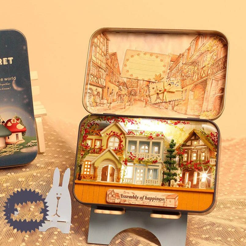 CUTE ROOM Doll House Furnitures Box Theatre DIY Model Miniatures Wooden Dollhouse Toys For Children Countryside Notes: H