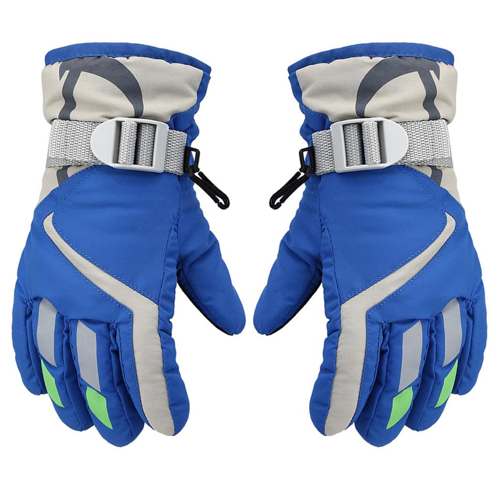 Kinderen jongens meisjes winter warme winddichte sport ski handschoenen kinderen ademend verstelbare handschoen 27rd: Blauw