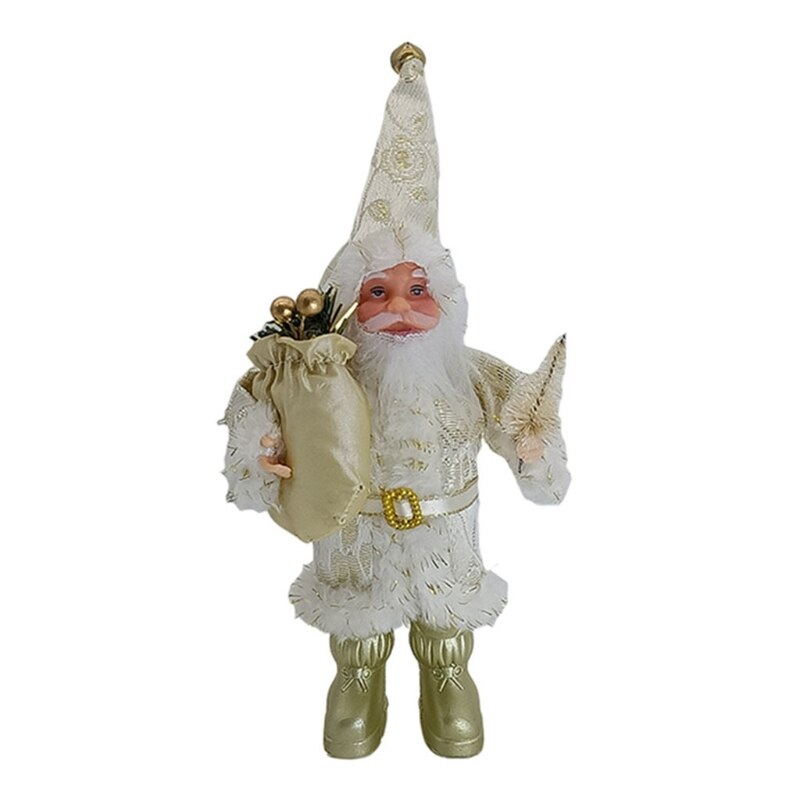 Q0KF 9 &#39;&#39;Pluche Kerstman Beeldjes Kerst Figuur Decoraties Opknoping Xmas Boom Ornamenten Santa Pop Speelgoed