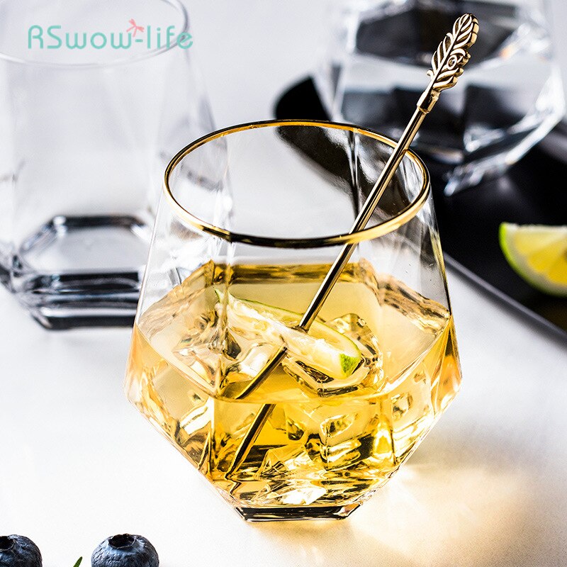 European Style Drinking Vessel Hexagonal Crystal Glass Household Whisky Red Wine Cup Beer Steins Simple Geometry Cups